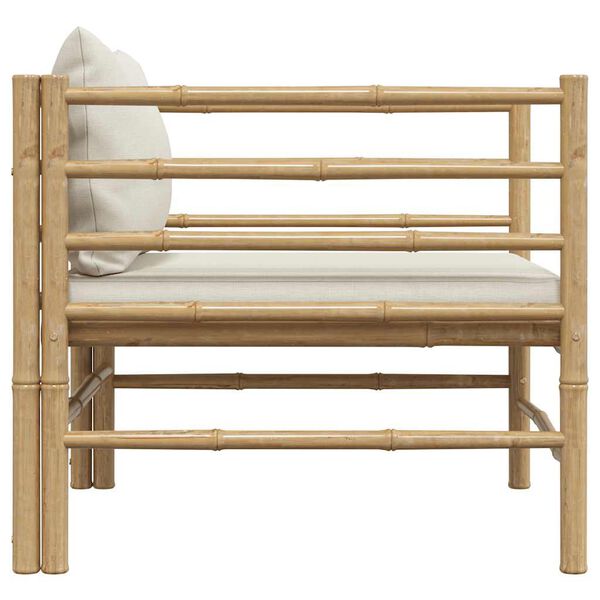 vidaXL Садовий диван з кремово-білими подушками Бамбук