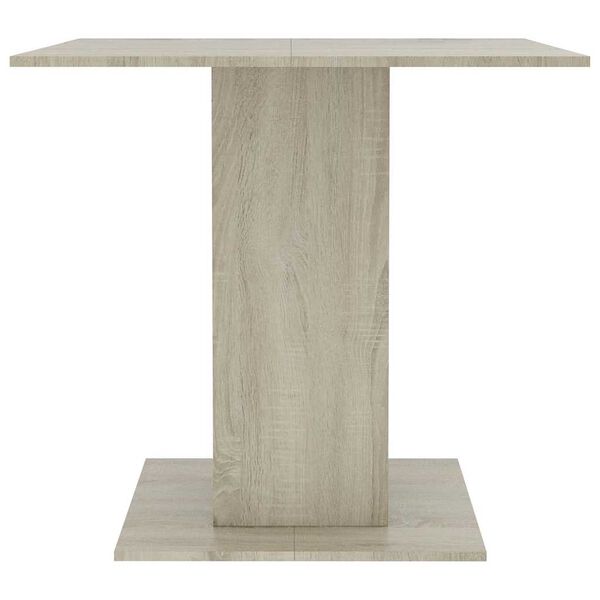 800257 vidaXL Dining Table White and Sonoma Oak 80x80x75 cm Chipboard
