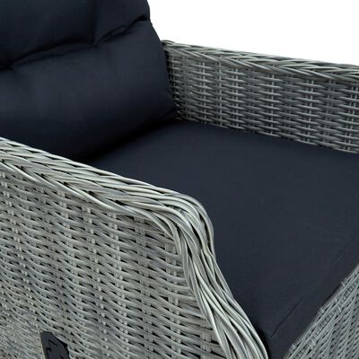 vidaXL Відкидне садове крісло з подушками Світло-сірий Поліротанг