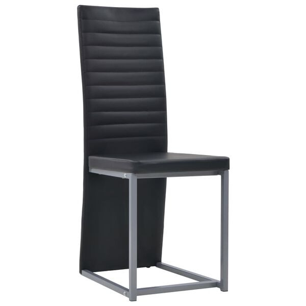 vidaXL Обідній Комплект 5 Од. Чорний Штучна Шкіра, Сталь і Скло