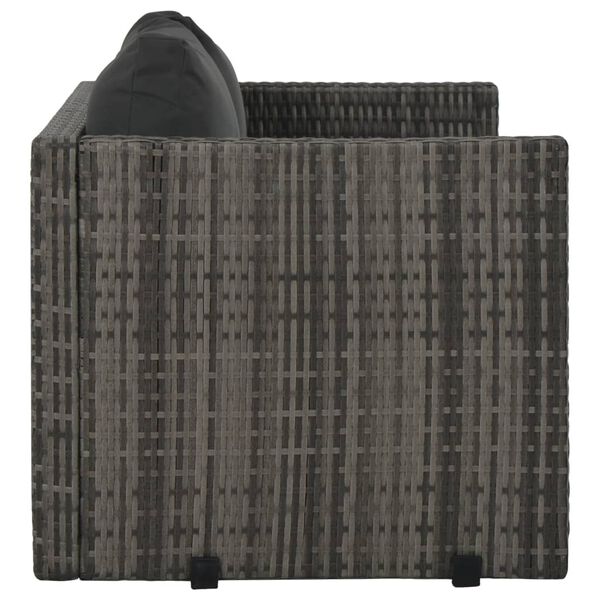 vidaXL Вуличний обідній комплект 3 од. з подушками Сірий Поліротанг