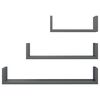 800206 vidaXL Wall Display Shelf 3 pcs High Gloss Grey Chipboard