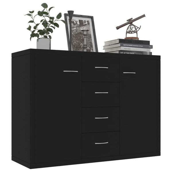 800685 vidaXL Sideboard Black 88x30x65 cm Chipboard