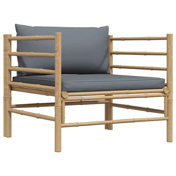 vidaXL Садовий диван з Темно-сірими подушками Бамбук