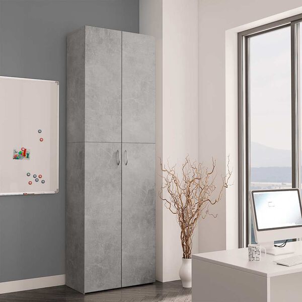 800301 vidaXL Office Cabinet Concrete Grey 60x32x190 cm Chipboard