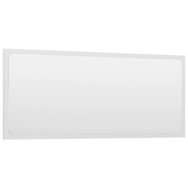 804627 vidaXL Bathroom Mirror High Gloss White 90x1,5x37 cm Chipboard