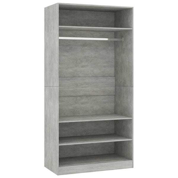 800229 vidaXL Wardrobe Concrete Grey 100x50x200 cm Chipboard