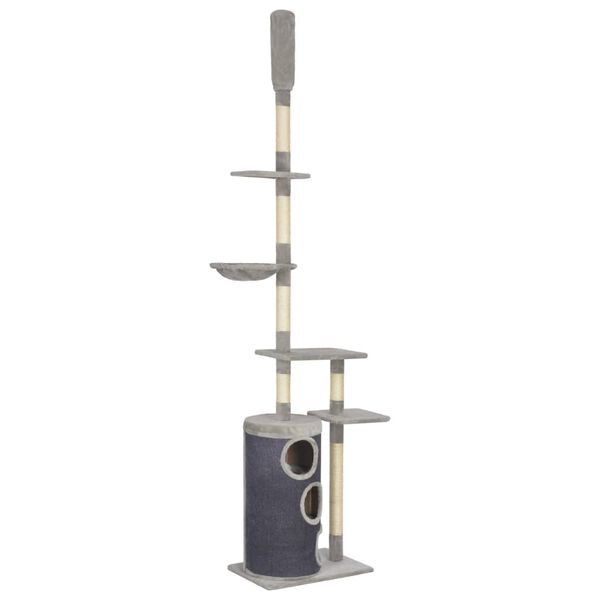 170670 vidaXL Cat Tree with Sisal Scratching Posts Grey 260 cm