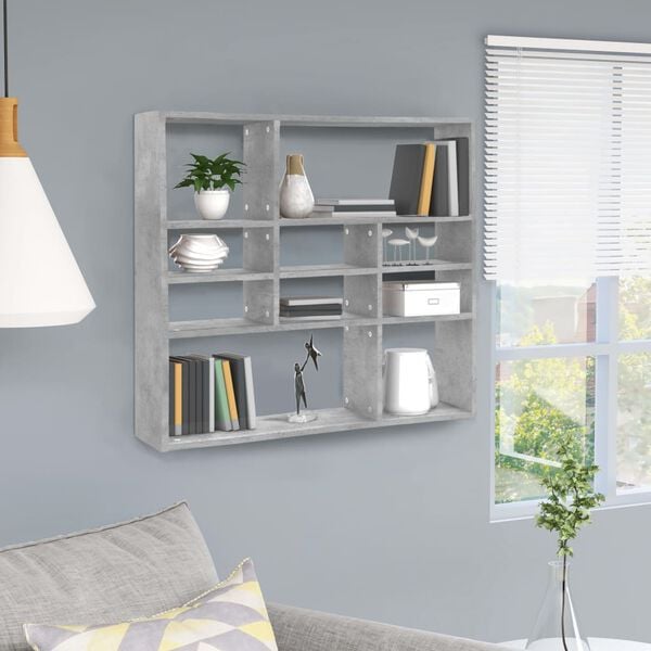 802943 vidaXL Wall Shelf Concrete Grey 90x16x78 cm Chipboard