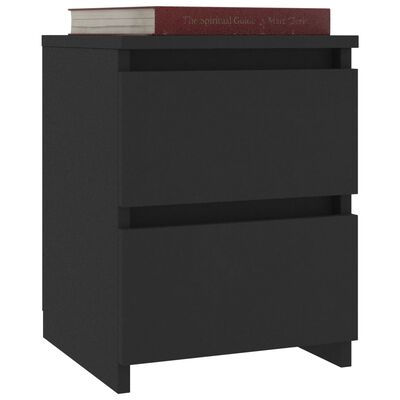 800516 vidaXL Bedside Cabinets 2 pcs Black 30x30x40 cm Chipboard