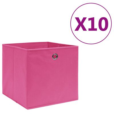 vidaXL Коробки для Зберігання 10 шт Рожевий 28x28x28см Неткане Полотно