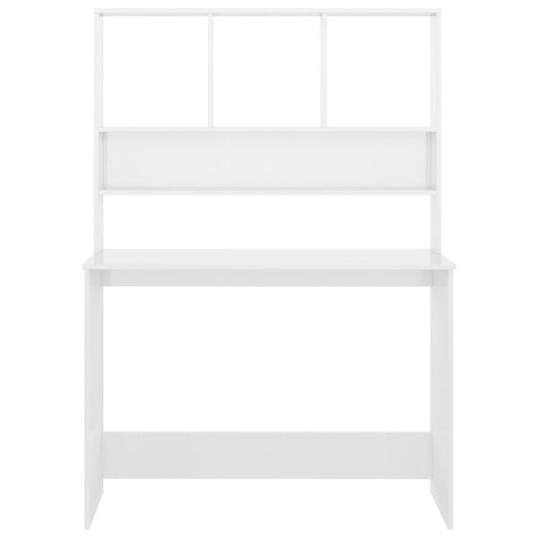 vidaXL Письмовий стіл з полицями Глянцевий білий 110x45x157 см ДСП