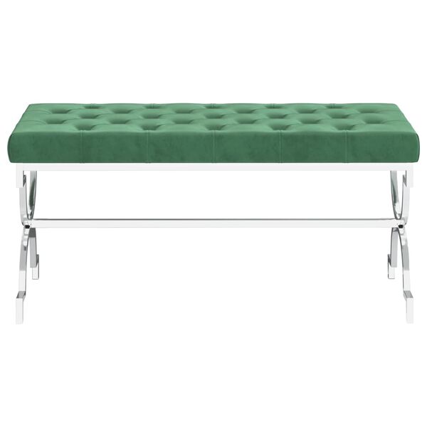 vidaXL Лавка Темно-Зелений 99 см Оксамитова Тканина і Нержавіюча Сталь