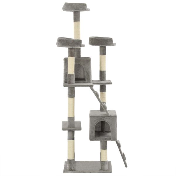 vidaXL Дерево для Котів з Сизальними Дряпками Сірий Відбитки Лап 170 см