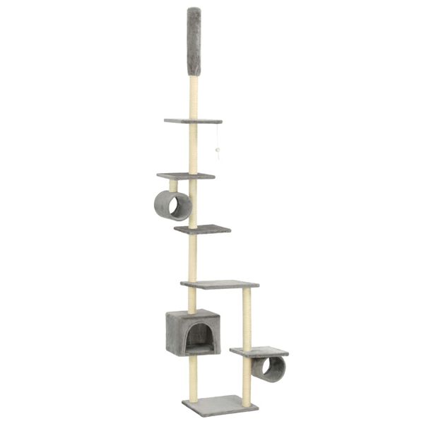 170532 vidaXL Cat Tree with Sisal Scratching Posts 260 cm Grey