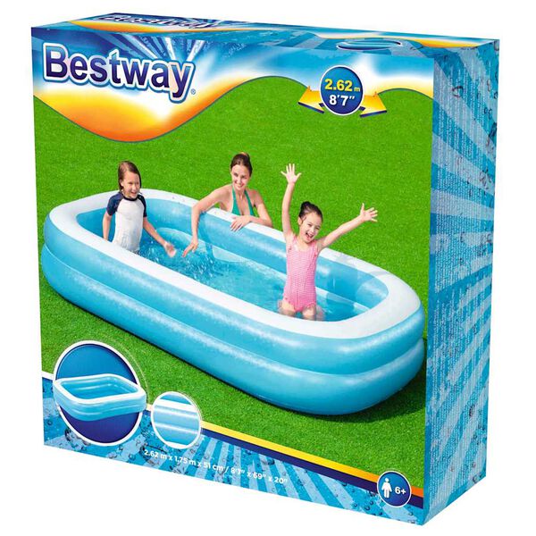 Bestway Сімейний надувний басейн Прямокутний Синій/Білий 262x175x51 см