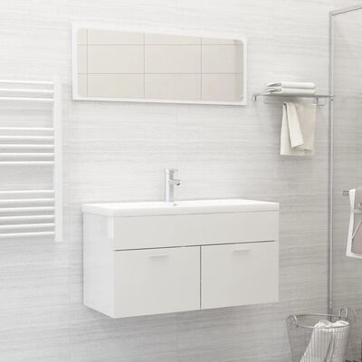 vidaXL Комплект меблів для ванної кімнати 2 од. Глянцевий білий ДСП