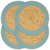 133864 vidaXL Placemats 4 pcs Natural and Green 38 cm Jute and Cotton