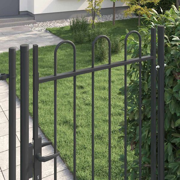 vidaXL Одностулкові ворота для огорожі з арочним верхом Чорний 1x1,75 м Сталь