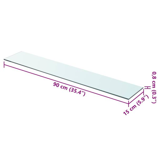 vidaXL Скляна панель для полиці Прозорий 90х15 см