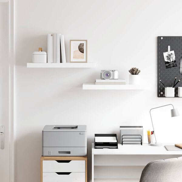 vidaXL Настінні полиці з прихованим кріпленням 2 шт Глянцевий білий 60x23,5x3,8 см МДФ