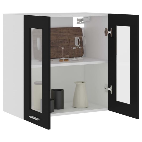 802522 vidaXL Hanging Glass Cabinet Black 60x31x60 cm Chipboard