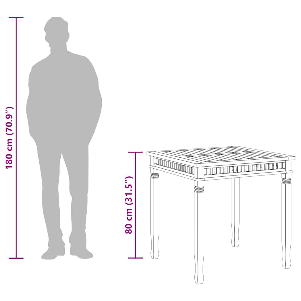 vidaXL Садовий обідній стіл 80x80x80 см Масив тикового дерева