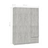 800796 vidaXL 3-Door Wardrobe Concrete Grey 120x50x180 cm Chipboard