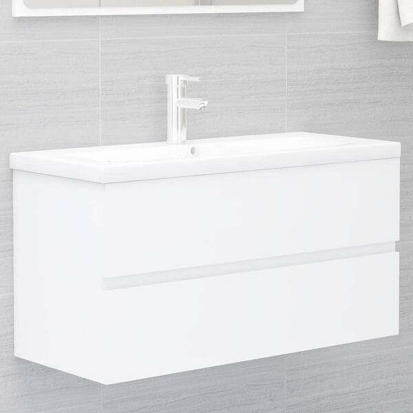 804755 vidaXL Sink Cabinet White 90x38,5x45 cm Chipboard