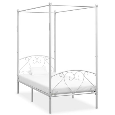 vidaXL Каркас ліжка з балдахіном Білий 90x200 см Метал