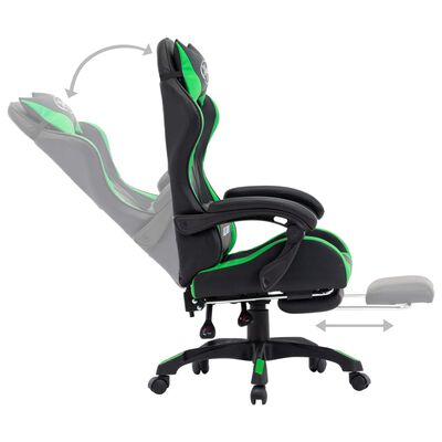 vidaXL Гоночне крісло з підніжкою Зелений/Чорний Штучна шкіра
