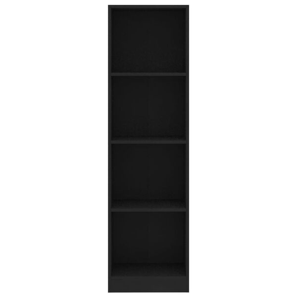 800838 vidaXL 4-Tier Book Cabinet Black 40x24x142 cm Chipboard