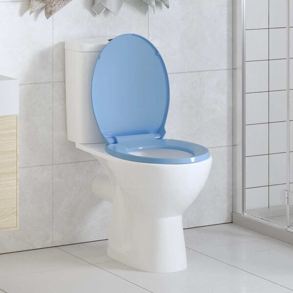 145823 vidaXL Soft-Close Toilet Seat Quick Release Blue Oval