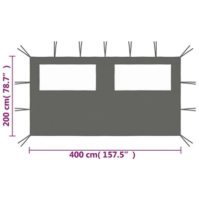 vidaXL Боковини для Альтанки з Вікнами 2 шт Антрацит 2x2,1 м 70 г/м²