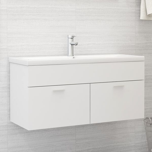 804674 vidaXL Sink Cabinet White 100x38,5x46 cm Chipboard