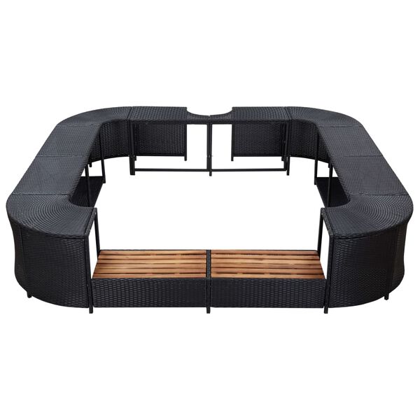 310063 vidaXL Square Spa Surround Black 268x268x55 cm Poly Rattan