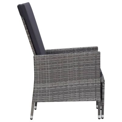 vidaXL Відкидне садове крісло з подушками Сірий Поліротанг