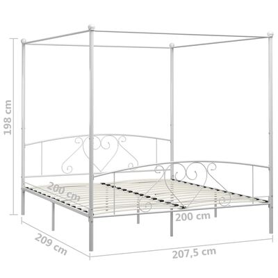 vidaXL Каркас ліжка з балдахіном Білий 200x200 см Метал
