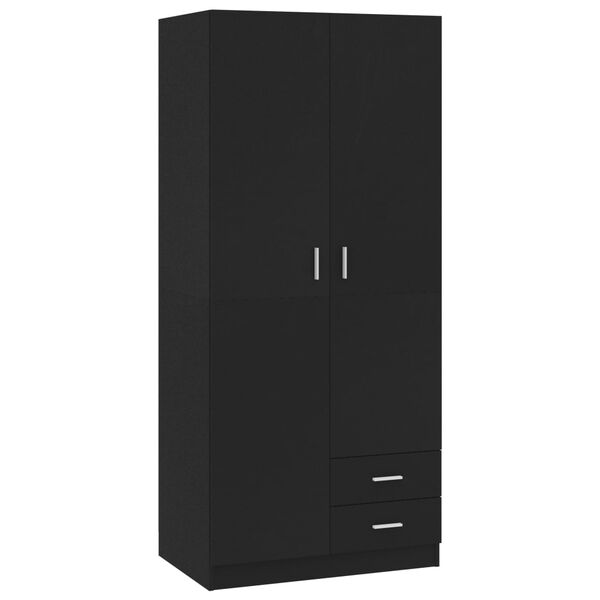800640 vidaXL Wardrobe Black 80x52x180 cm Chipboard