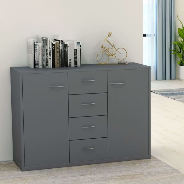 800686 vidaXL Sideboard Grey 88x30x65 cm Chipboard
