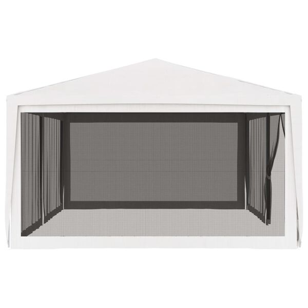 48523 vidaXL Party Tent with 4 Mesh Sidewalls 4x6 m White