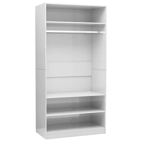 800231 vidaXL Wardrobe High Gloss White 100x50x200 cm Chipboard