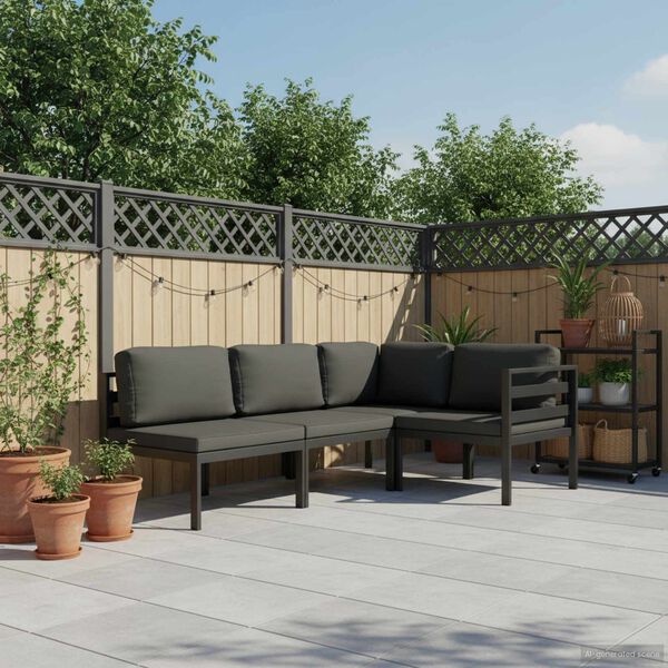 vidaXL Комплект Садових Меблів 4 Од. з Подушками Антрацит Алюміній