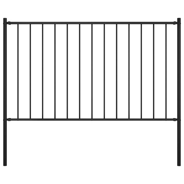 145210 vidaXL Fence Panel with Posts Powder-coated Steel 1,7x1 m Black