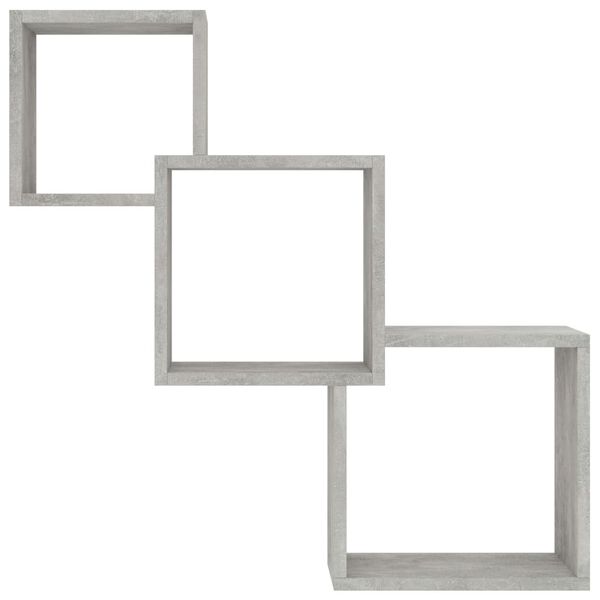 800274 vidaXL Cube Wall Shelves Concrete Grey 84,5x15x27 cm Chipboard
