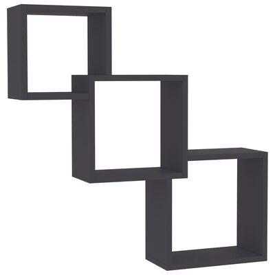 800272 vidaXL Cube Wall Shelves Grey 84,5x15x27 cm Chipboard