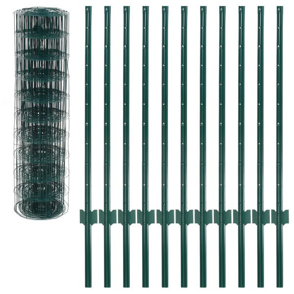 142815 vidaXL Euro Fence Steel 20x1 m Green