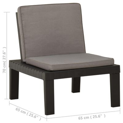 vidaXL Садове крісло для відпочинку з подушками Сірий Пластик
