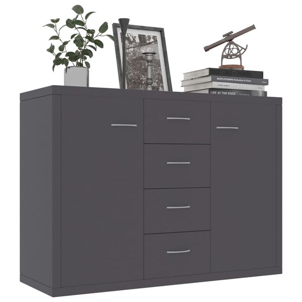 800686 vidaXL Sideboard Grey 88x30x65 cm Chipboard