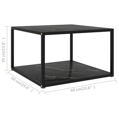 vidaXL Журнальний столик Чорний 60х60х35 см Загартоване скло